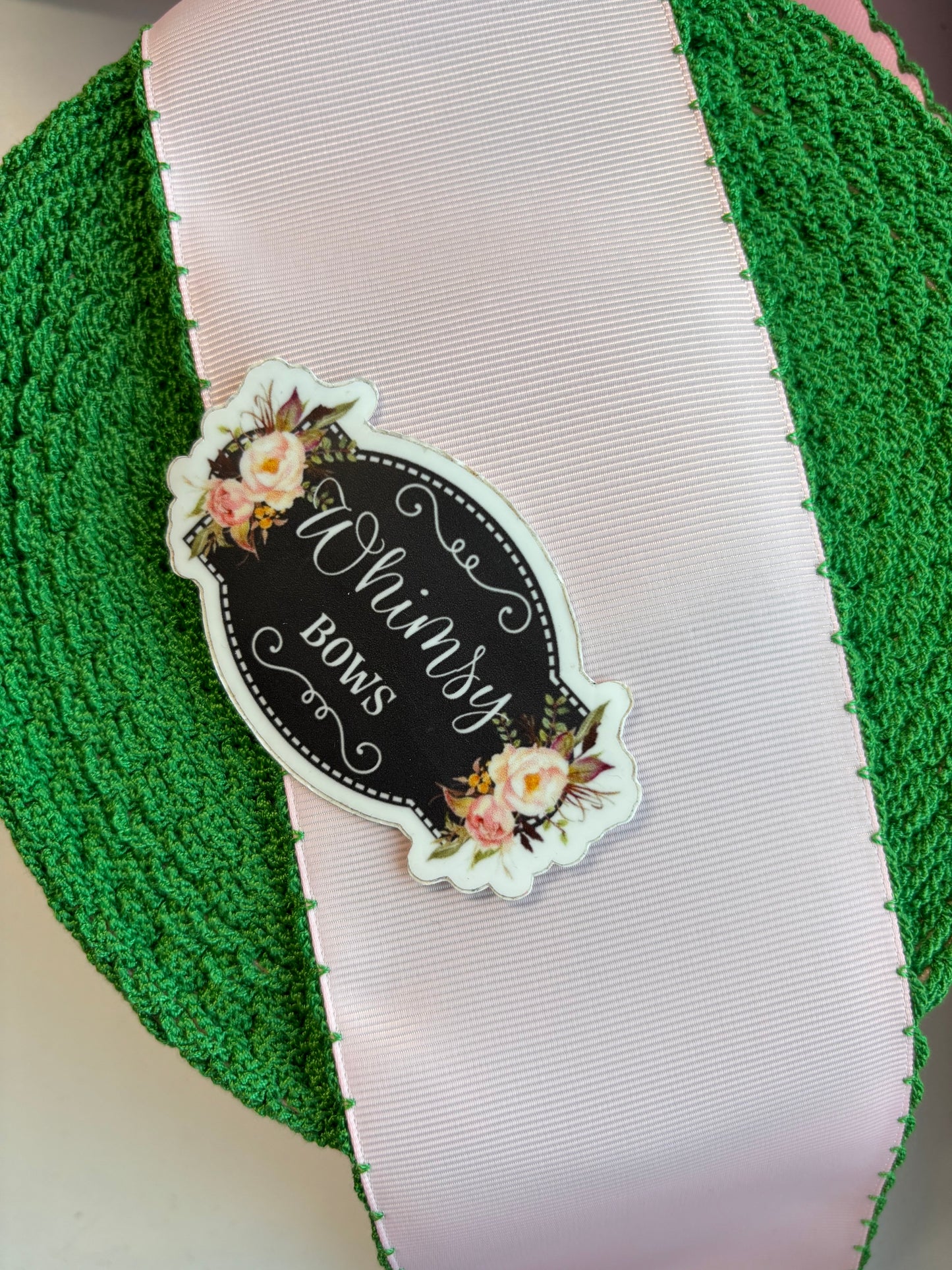 2 INCH LIGHT PINK WITH GREEN   MOONSTITCH STITCHING