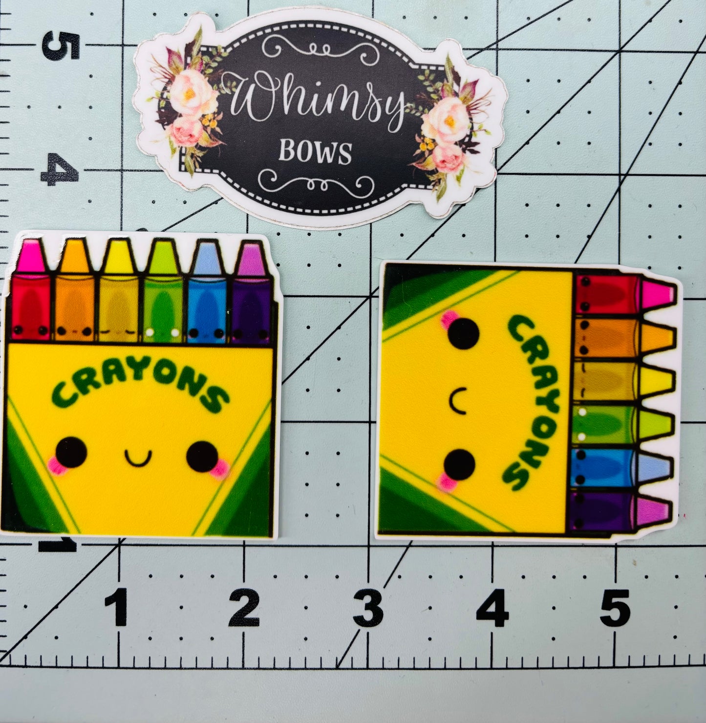 Cute Crayons w face Large Resin