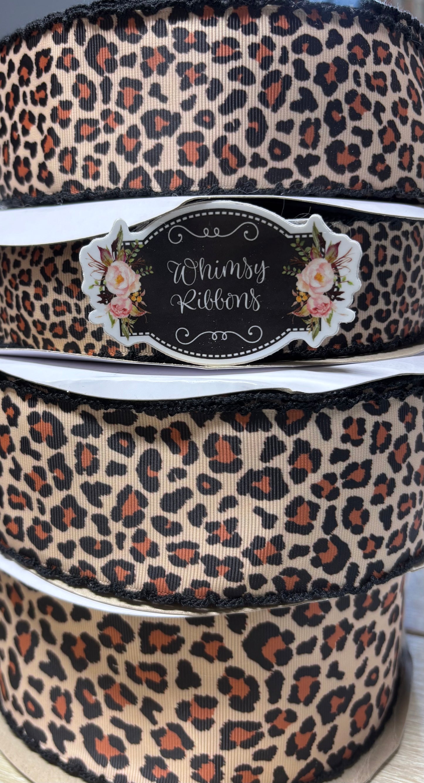 3 INCH  CHEETAH / LEOPARD W BLACK STITCHING