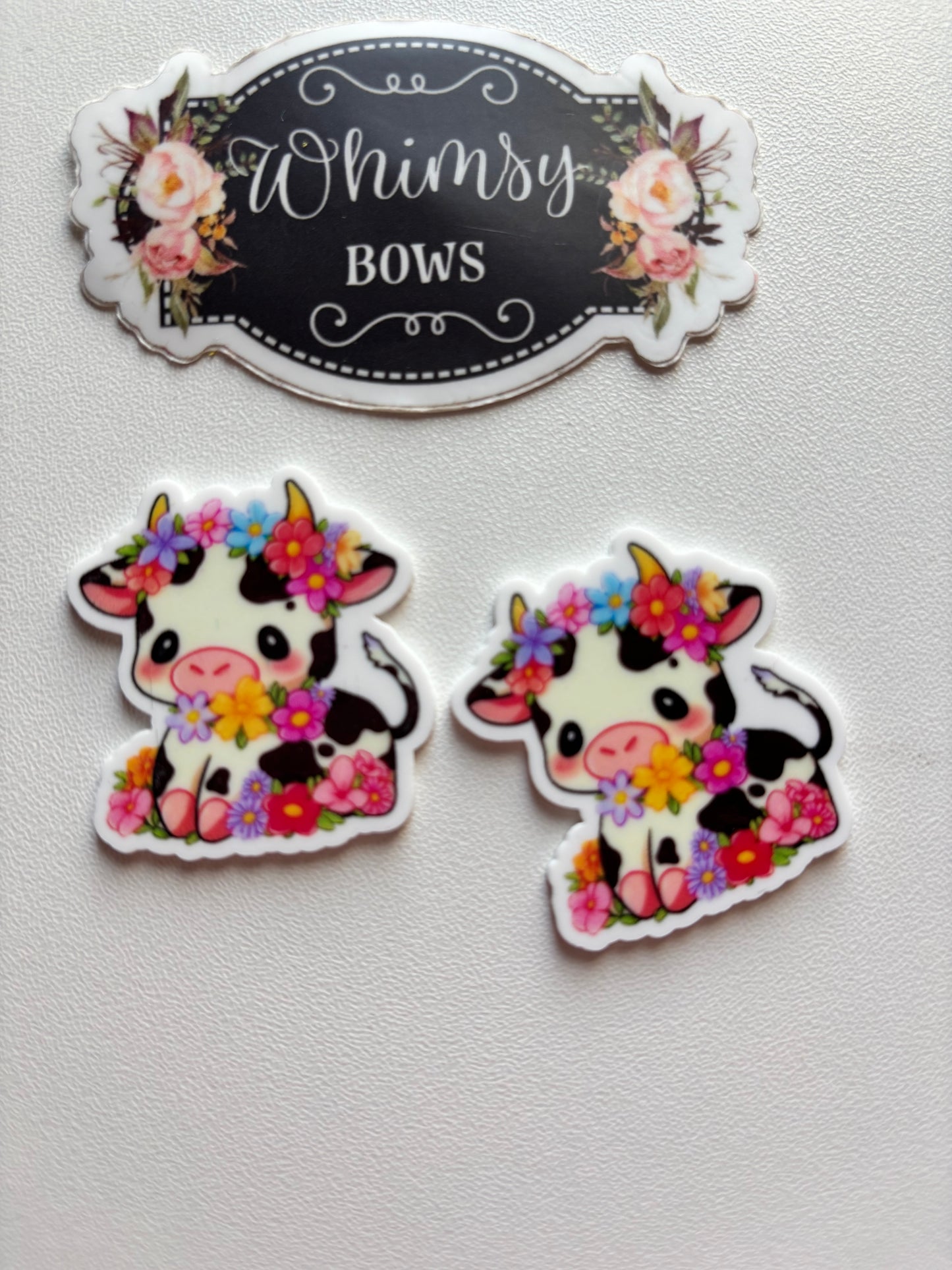 COW W FLOWERS   RESIN SMALL