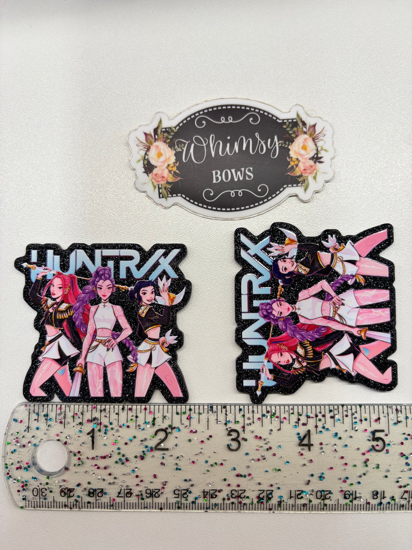 K-POP HUNTRX DEMON HUNTER GLITTER   Large Resin.  DARKER COLORS