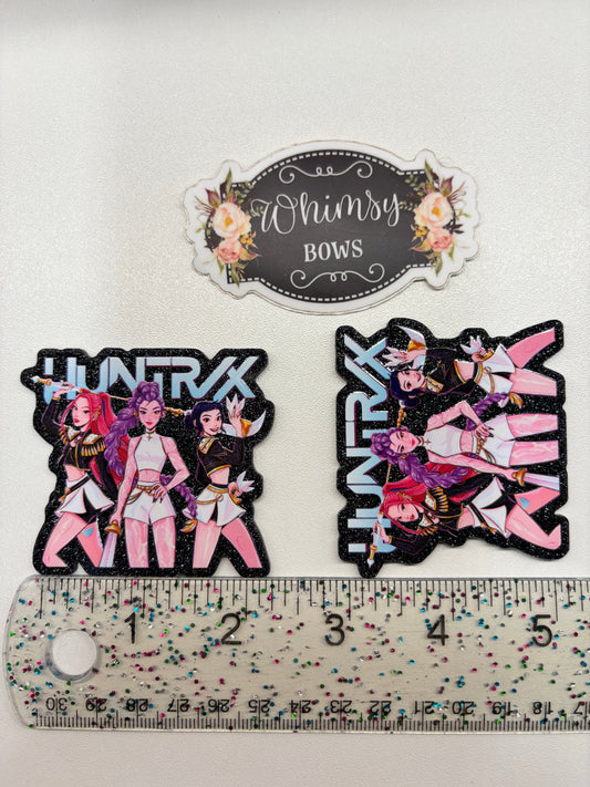 K-POP HUNTRX DEMON HUNTER GLITTER   Large Resin.  DARKER COLORS