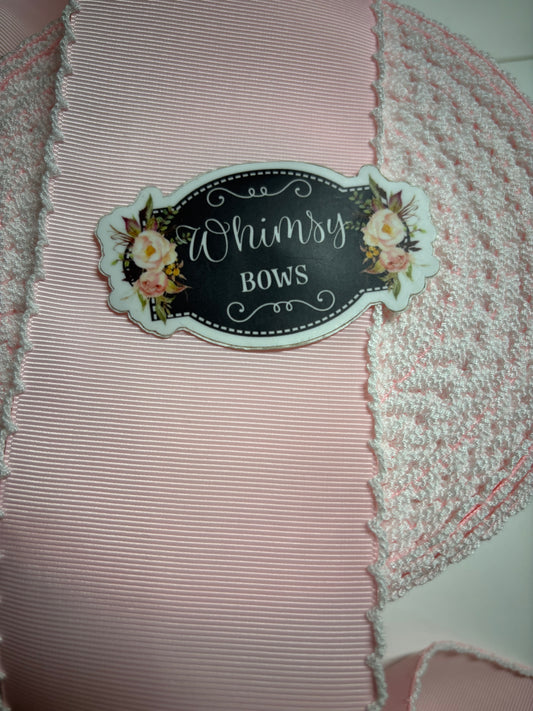 2 INCH MOONSTITCH LIGHT PINK W WHITE  STITCHING