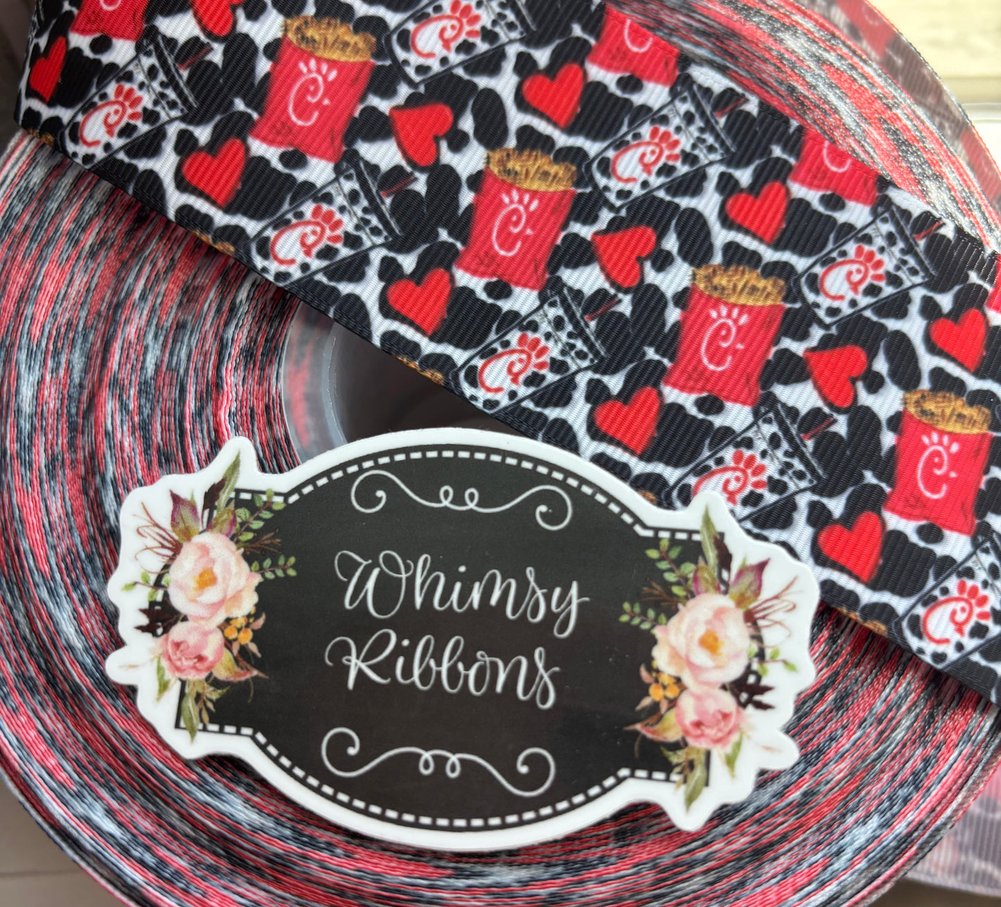 2 INCH -CHICK FOOD RIBBON   - 1 yard