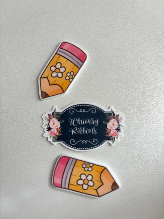 PENCIL W FLOWER SMALL RESIN