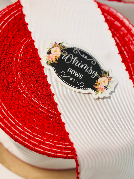 2 INCH WHITE WITH  RED MOONSTITCH