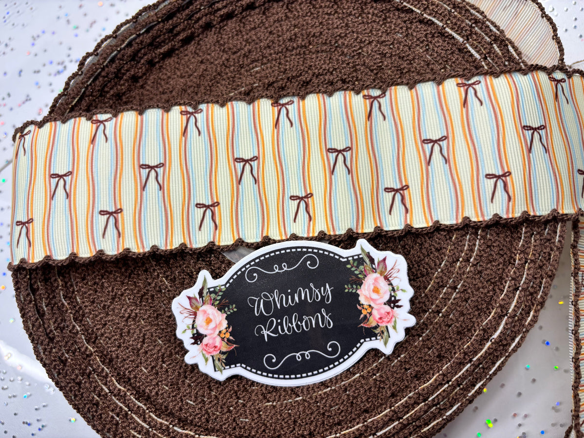 BOWS W BROWN STITCHING