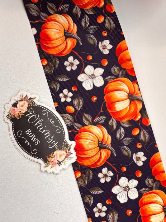 PUMPKINS ON NAVY 3 INCH RIBBON