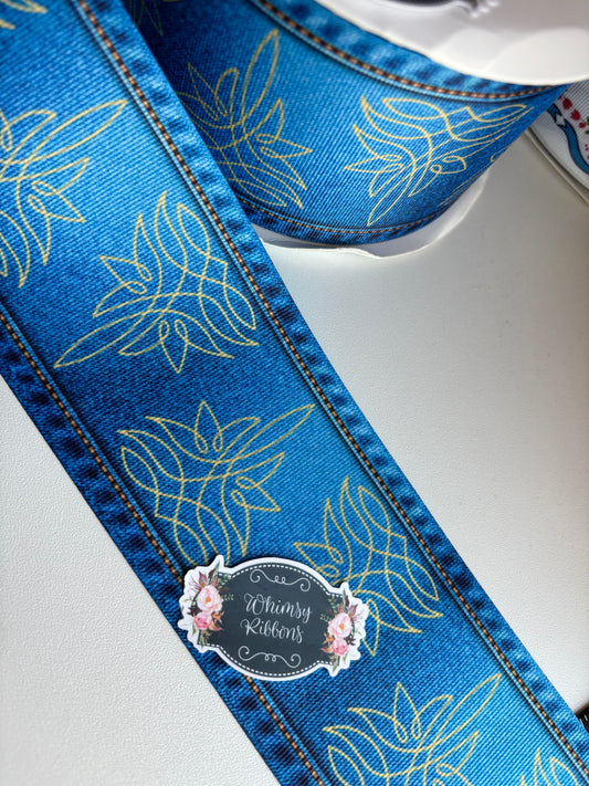 DENIM WESTERN THEMED 2 INCH