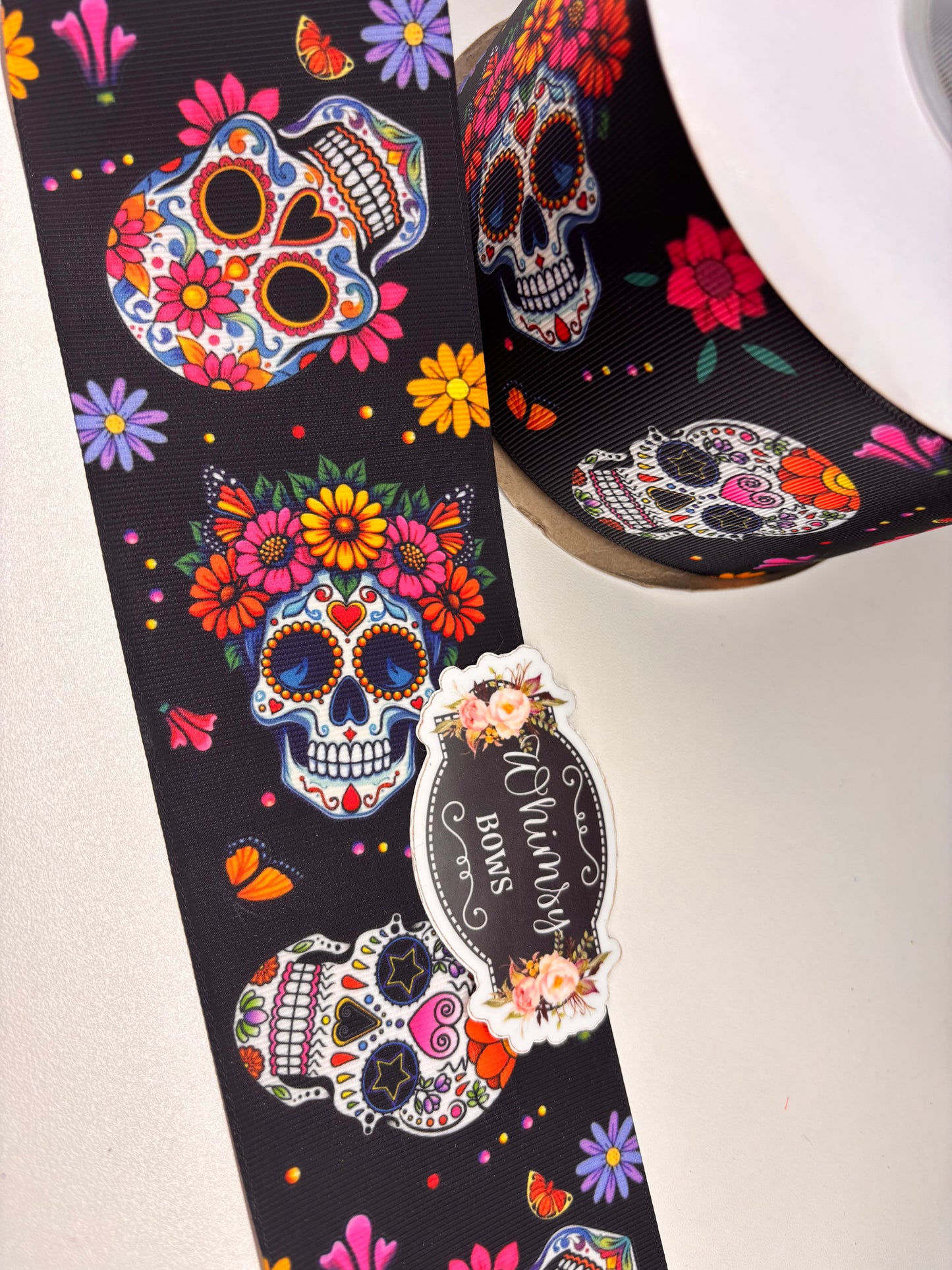 SUGAR SKULLS  3 INCH  RIBBON