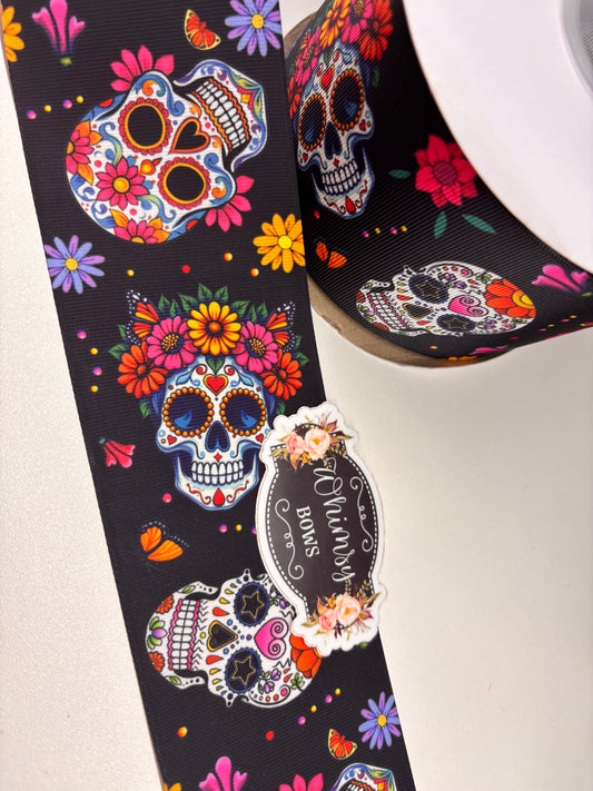 SUGAR SKULLS  3 INCH  RIBBON