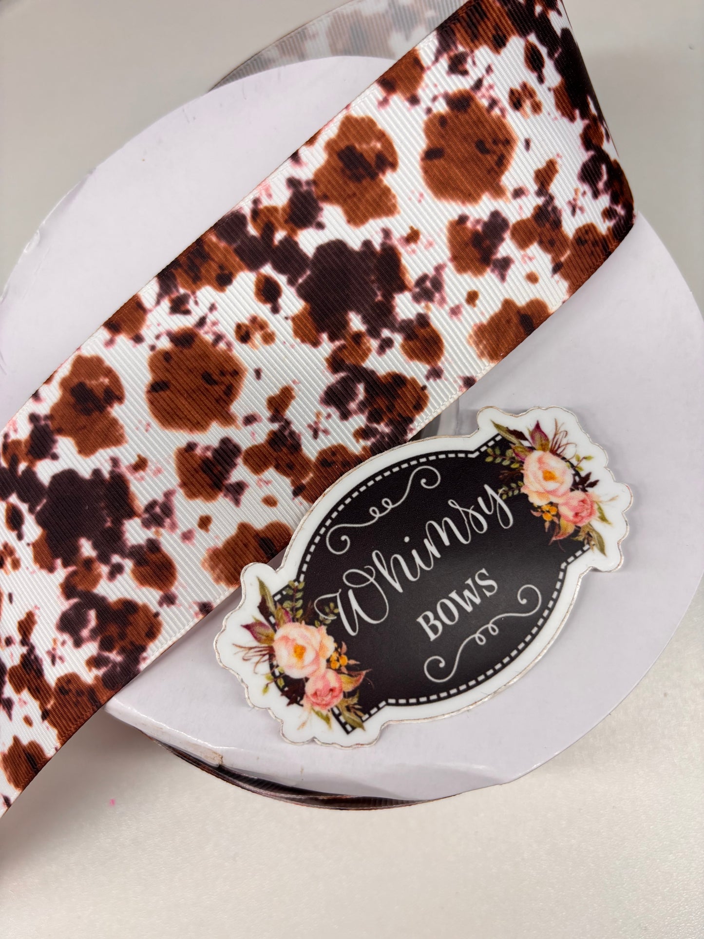 BROWN COW PRINT 3 INCH  RIBBON