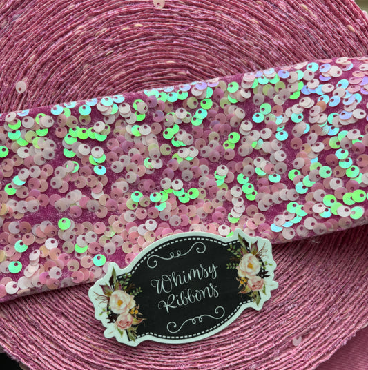 3 INCH  ROSE COLORED SEQUIN W AB TONES  - 1 yard - 36  inches ***