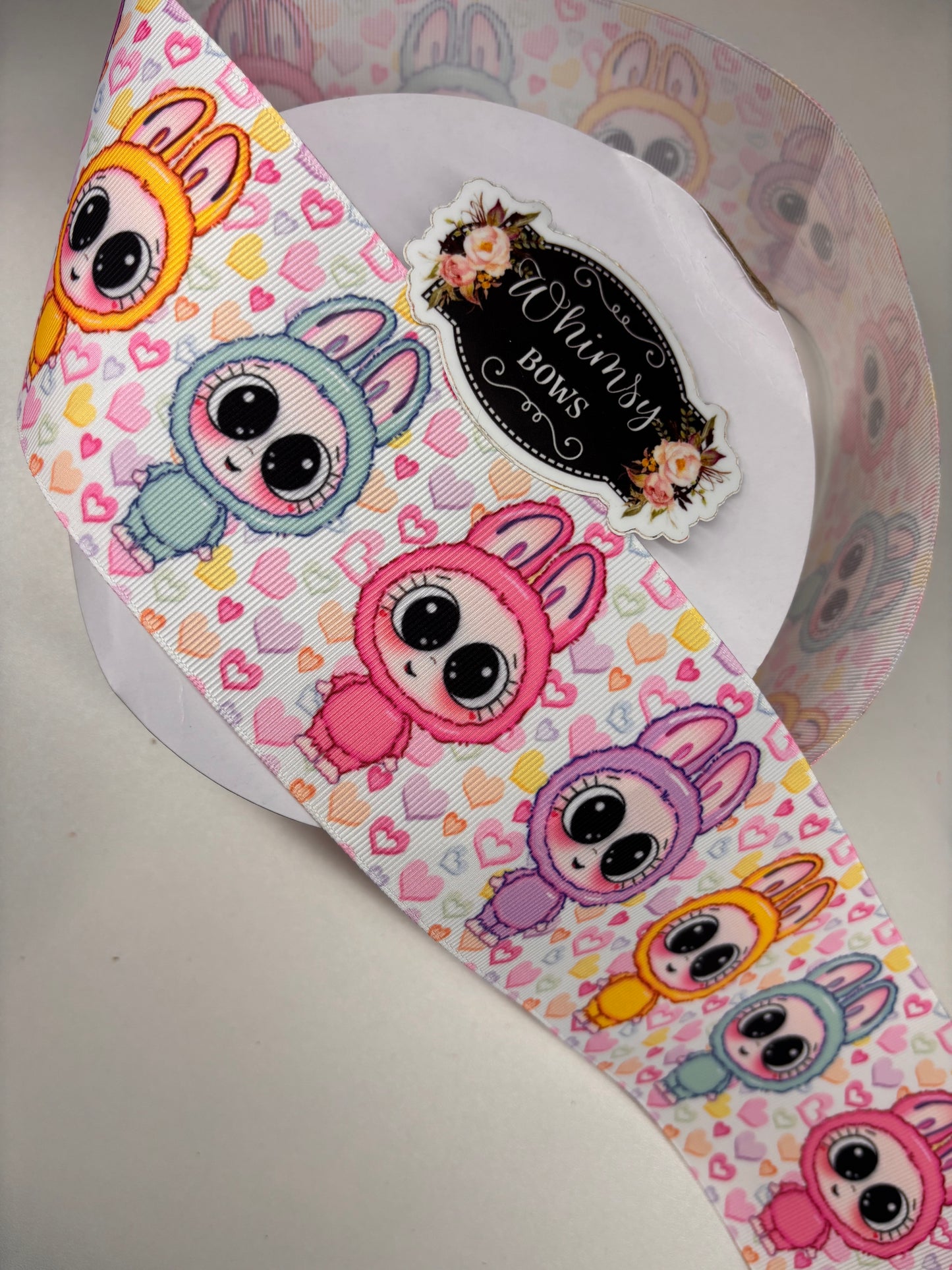 LABUBU ON WHITE 3 INCH  RIBBON
