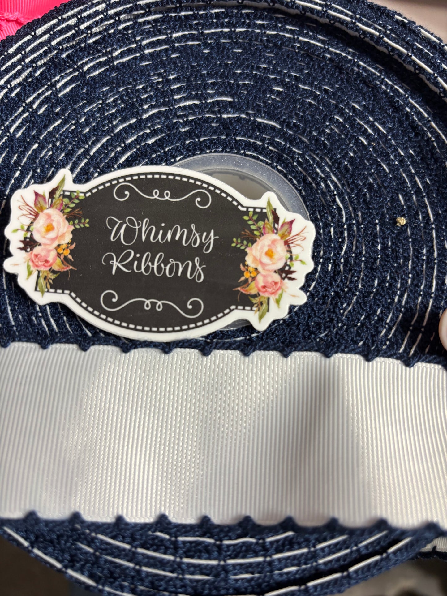 WHITE W NAVY MOONSTITCH 2 INCHH