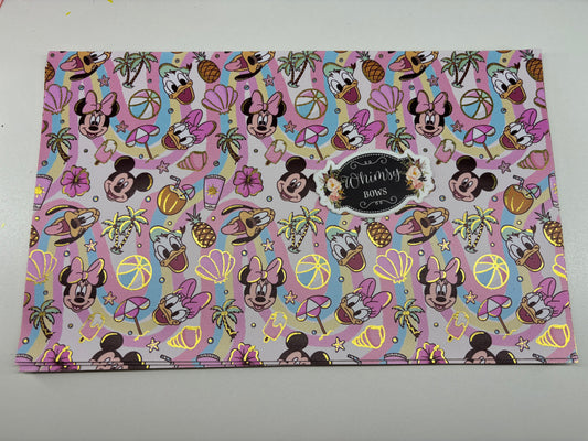 FAUX thicker soft backing MINNIE MICKEY w foil sheet 7.9 by 12.9 inches