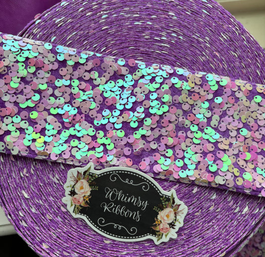 3 INCH ORCHID WITH WHITE/PINK TONE AB SEQUIN  - 1 yard - 36  inches ***