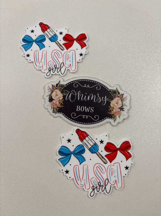 FOURTH OF JULY ICE CREAM POP W BOWS  LARGE RESIN -