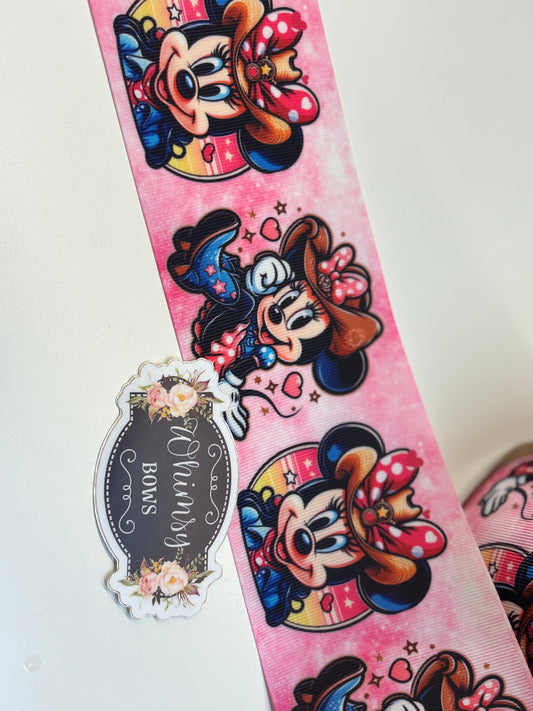 COWGIRL MINNIE MOUSE 3 inch GROSGRAIN RIBBON