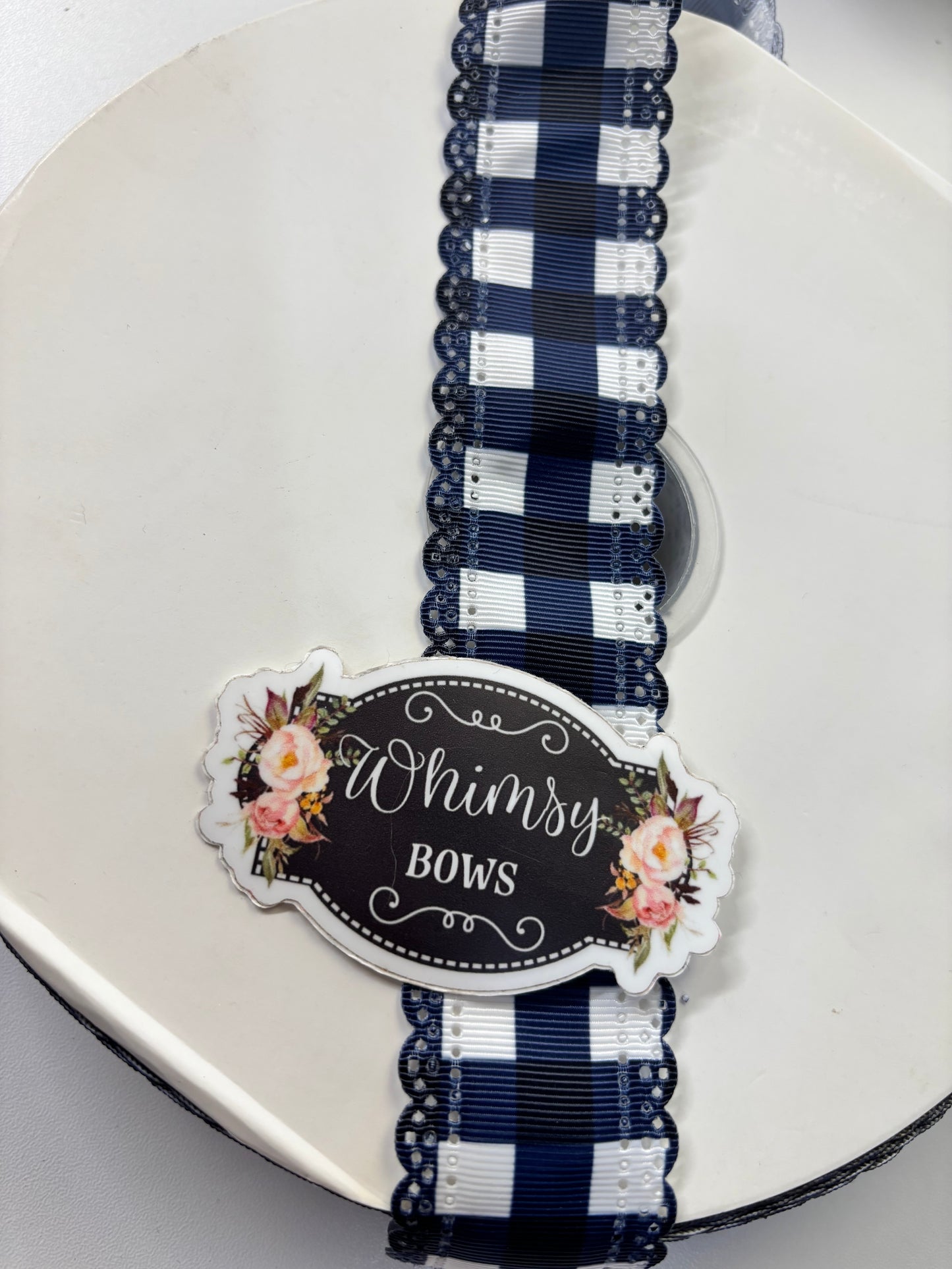1.5 SCALLOPED RIBBON NAVY