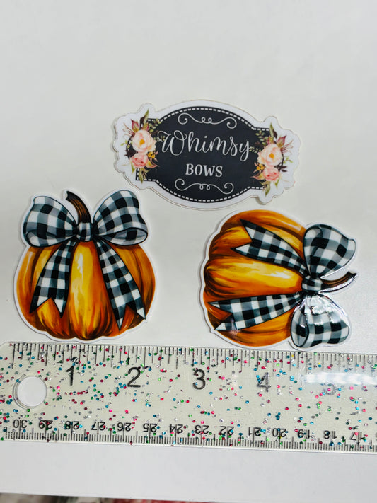 PUMPKIN WITH PLAID BOW Large Resin