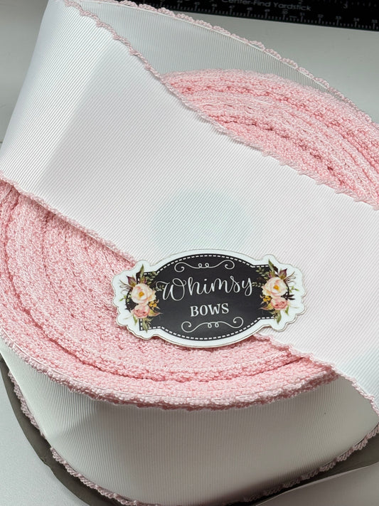 2 INCH WHITE WITH LIGHT PINK STITCHING