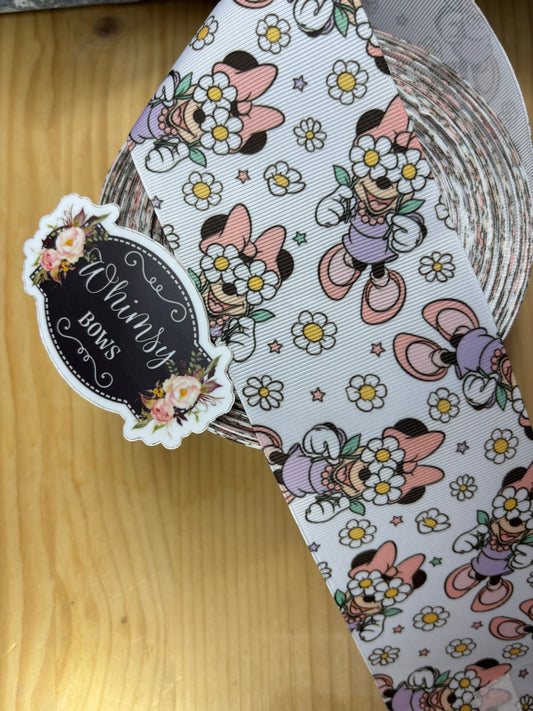 3 inch MINNIE MOUSE FLORAL GROSGRAIN RIBBON