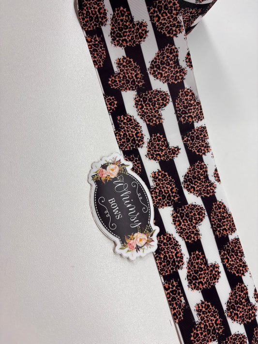 CHEETAH HEARTS SALE 3 INCH  RIBBON