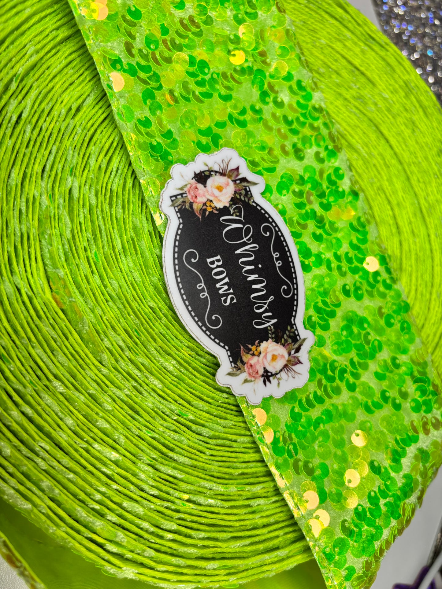 3 INCH SEQUIN LIME GREEN 36 inches ***