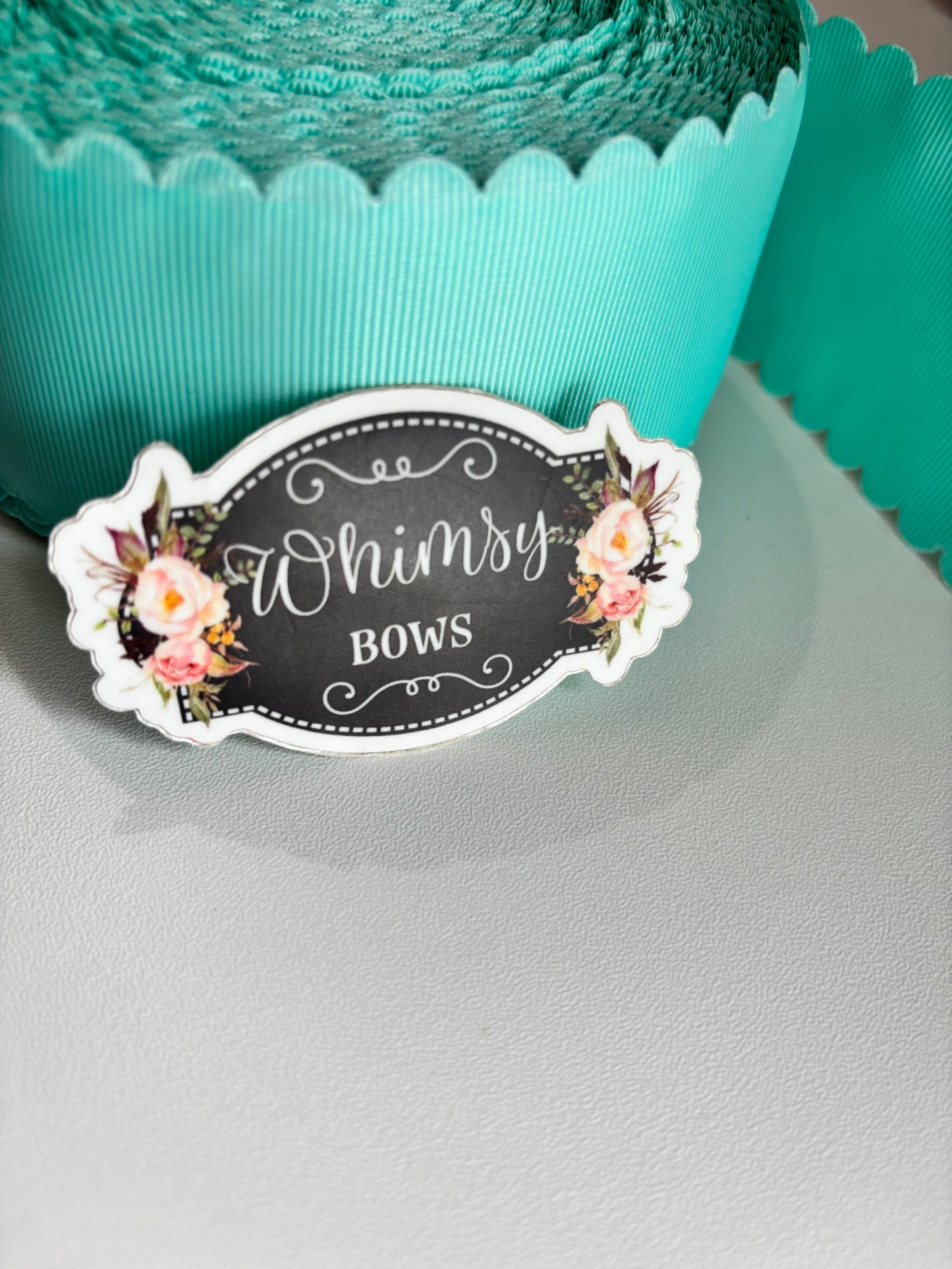 2.25 inch AQUA SCALLOPED SOLID TRIM RIBBON