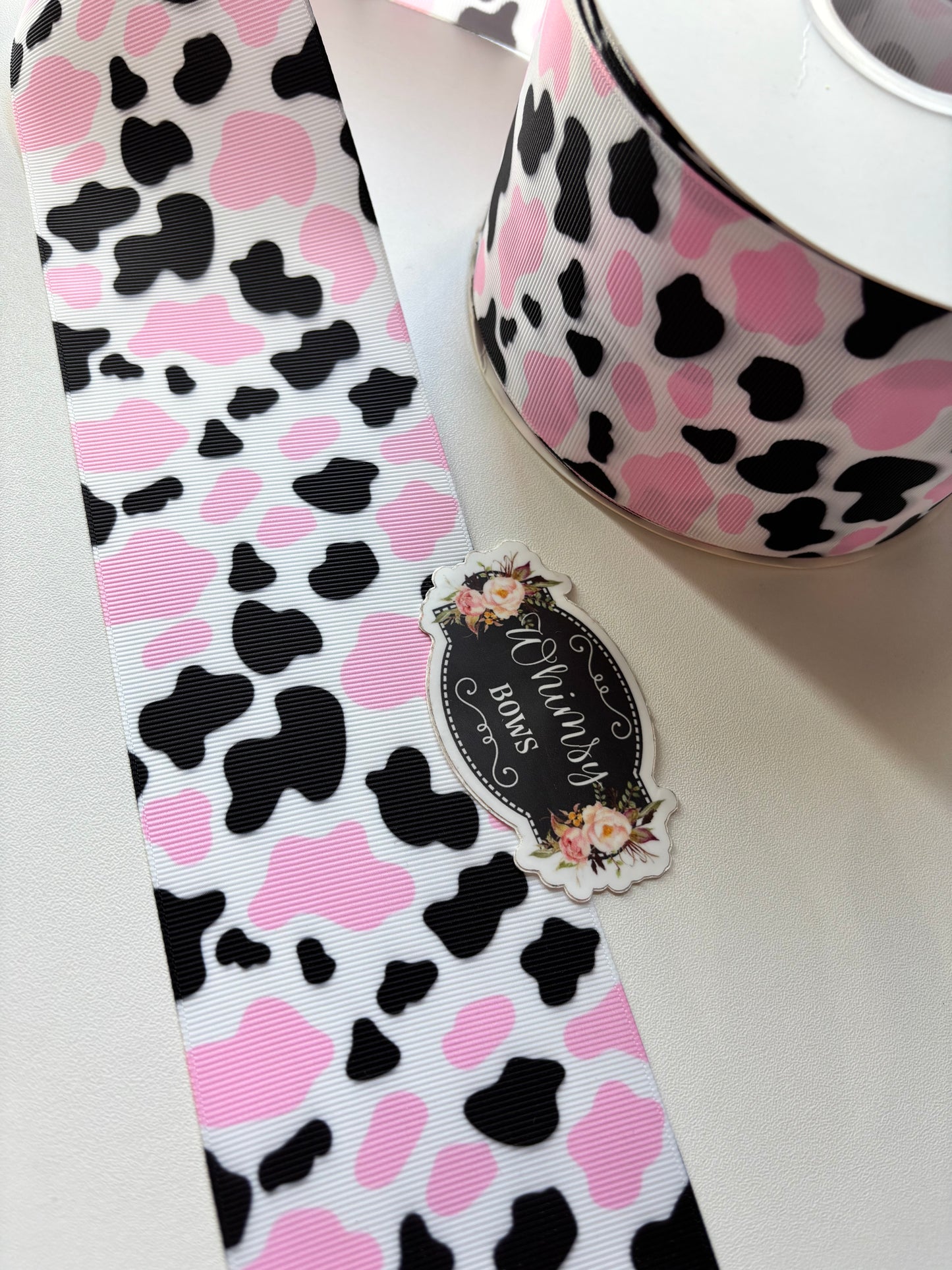 2 INCH COW PRINT PINK AND BLACK