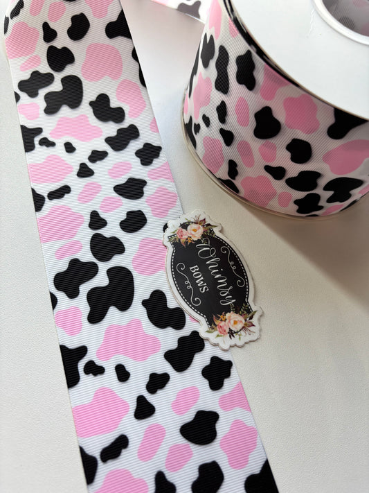 2 INCH COW PRINT PINK AND BLACK