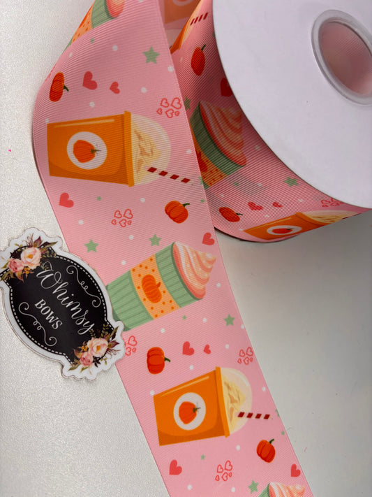 PUMPKIN SPICE DRINKS   3 INCH  RIBBON