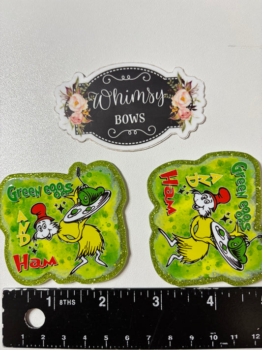 GREEN EGGS AND HAM DR SEUSS LARGE  GLITTER RESIN