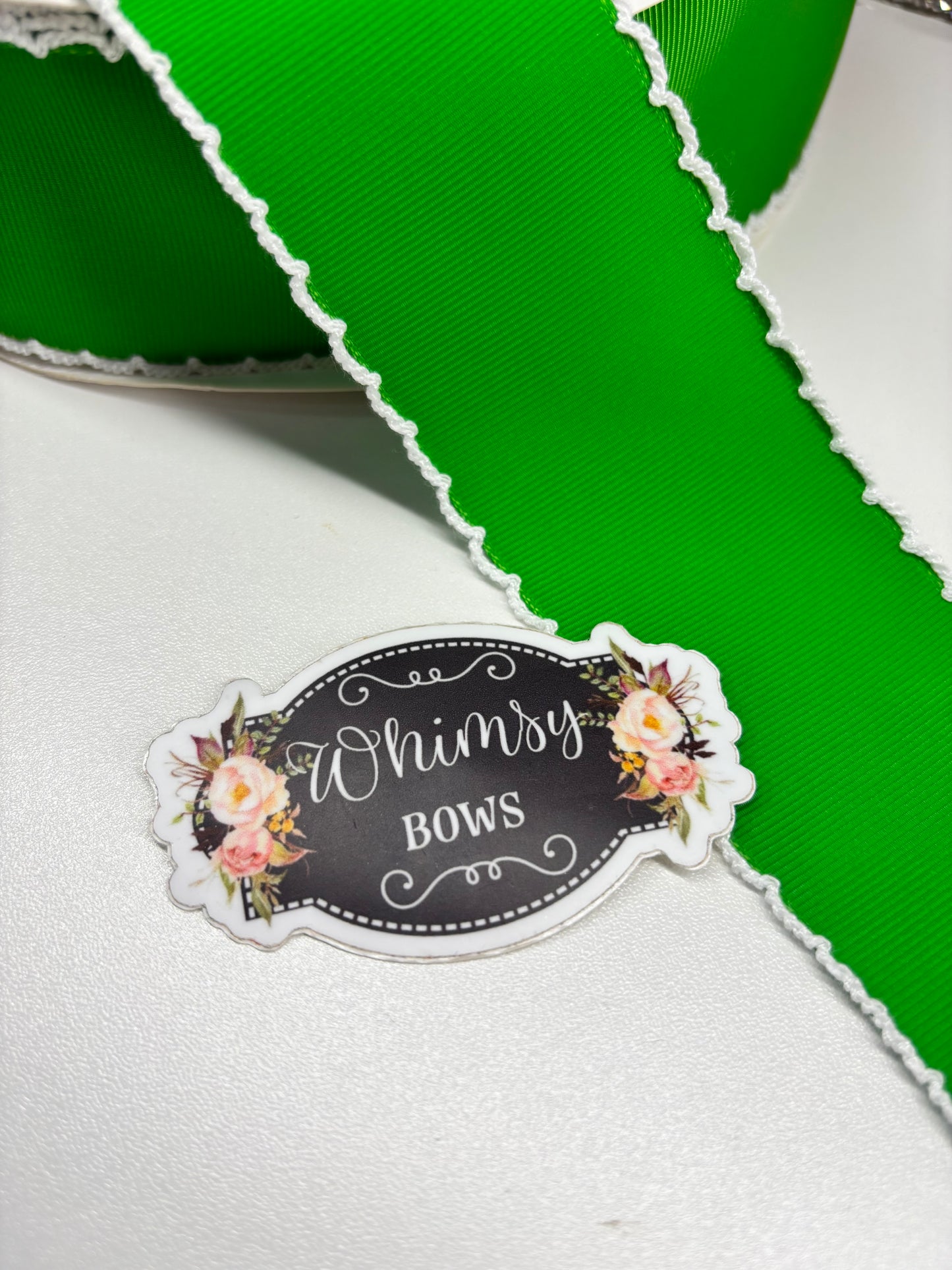 2 INCH CLASSIC GREEN W WHITE  Moonstitch