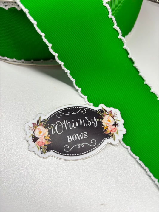 2 INCH CLASSIC GREEN W WHITE  Moonstitch