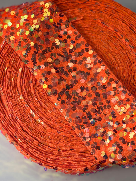 3 INCH ORANGE AB SEQUIN   36 inches