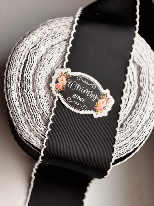 2 INCH MOONSTITCH BLACK WITH WHITE  STITCHING