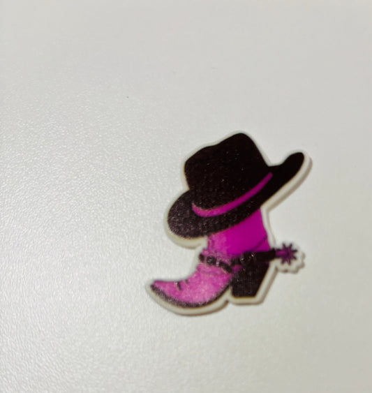 PINK BOOTS WITH BROWN   RESIN SMALL