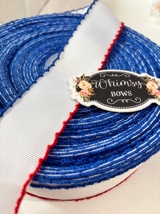 2 INCH  WHITE WITH RED AND BLUE STITCHING