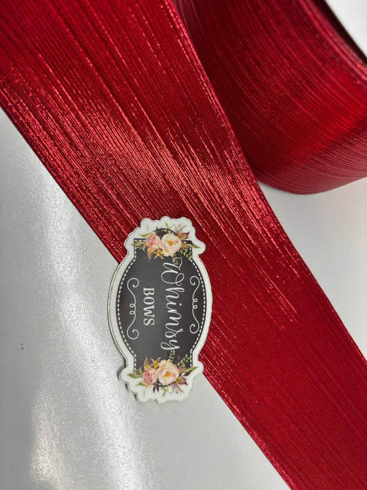 3 INCH SOFT METALLIC  RIBBON  RED