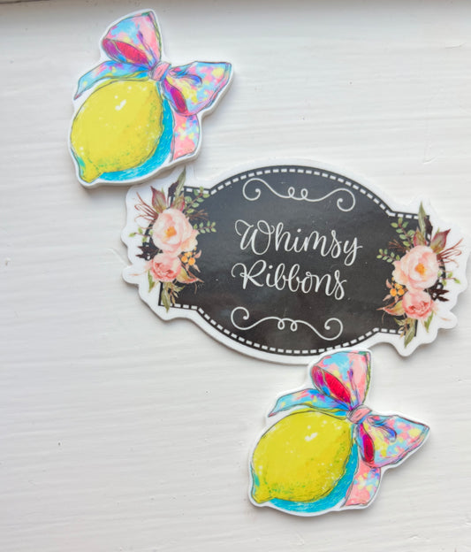 SMALL LEMONS WITH PINK BOWS RESIN
