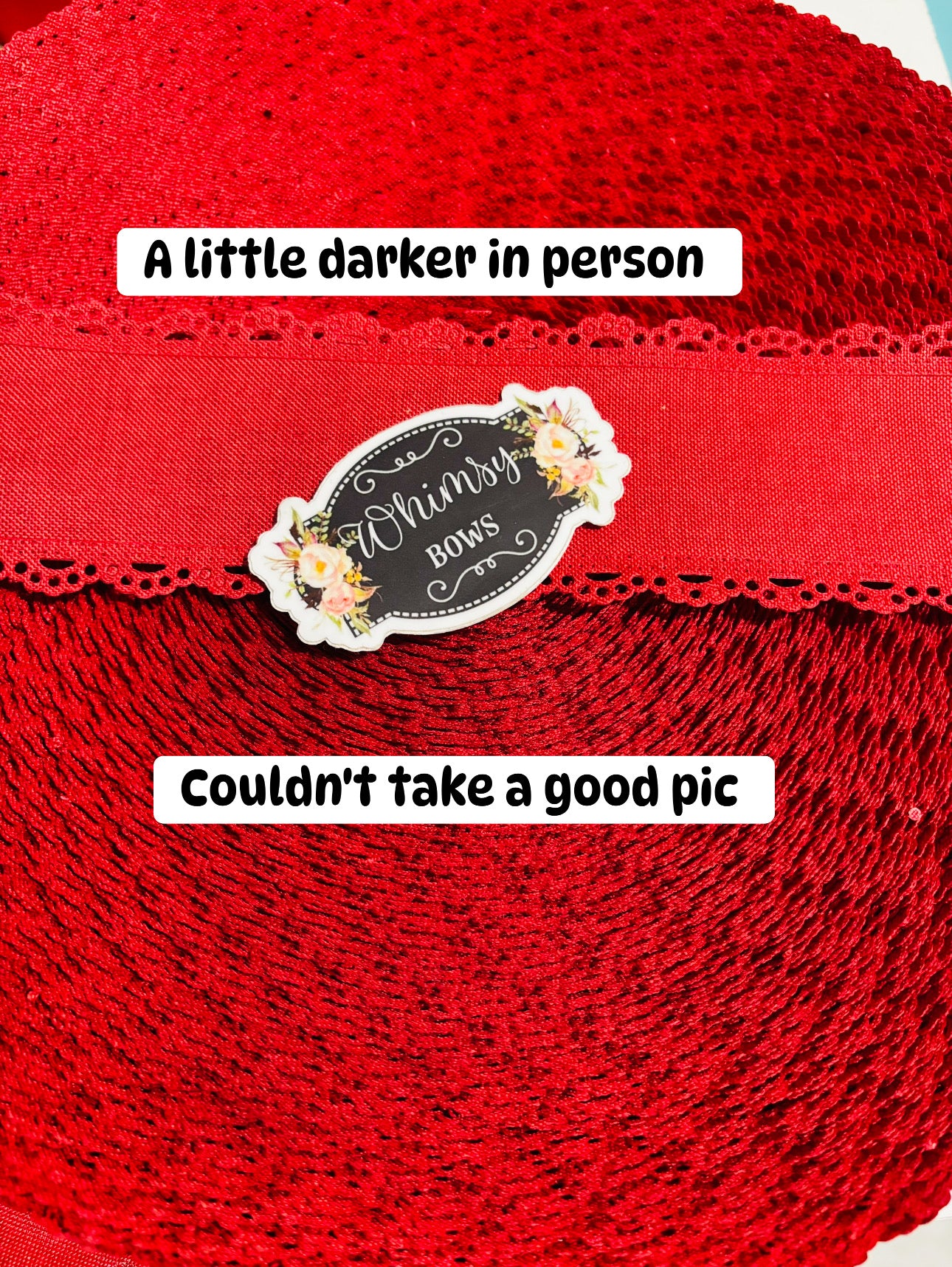 2.5 inch  SCALLOPED LACE RED RIBBON NO WIRE