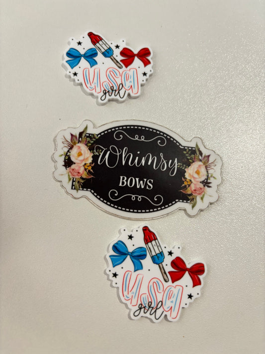 Fourth OF JULY ICE CREAM POP  WITH BOWS SMALL Resin