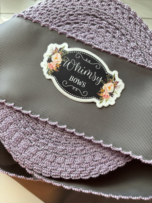 METAL GREY WITH LIGHT ORCHID STITCHING 1.5 inch