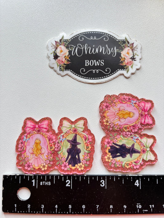 WICKED FLORAL GLINDA ELPHABA MOVIE LARGE GLITTER RESIN