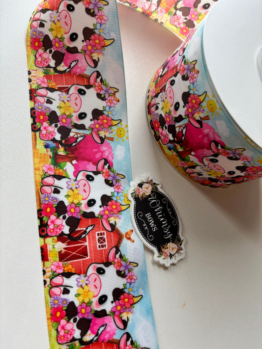 2 INCH COW W FLOWERS