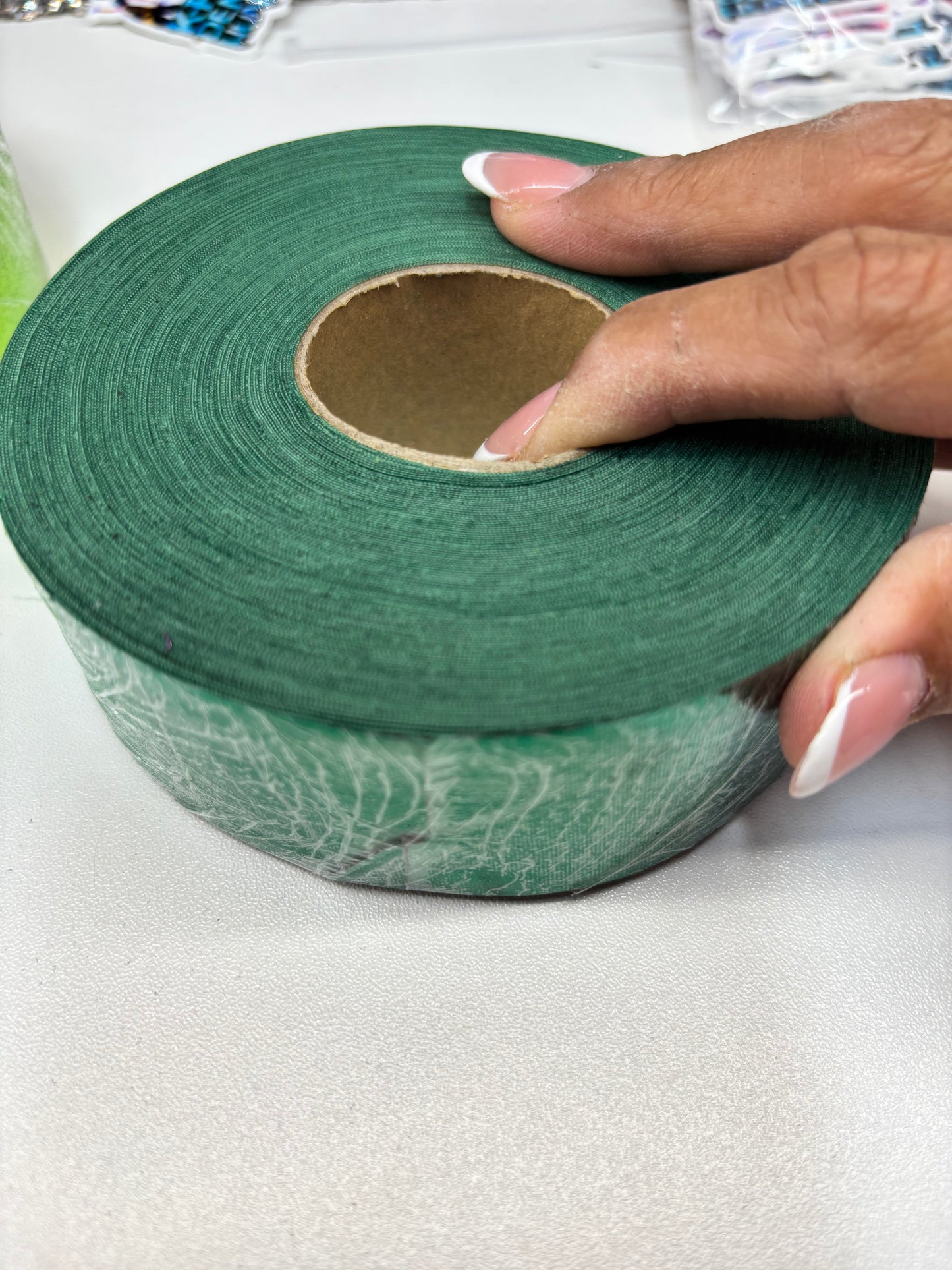 1.5 inch EMERALD GREEN METALLIC  ribbon BIAS 25 yards