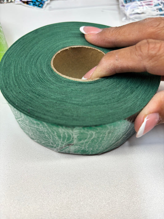 1.5 inch EMERALD GREEN METALLIC  ribbon BIAS 25 yards