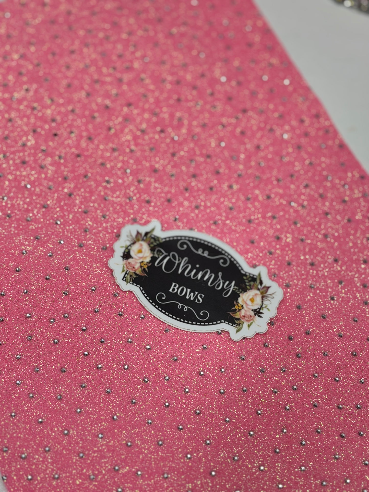 Faux soft sheet Rhinestone hot pink